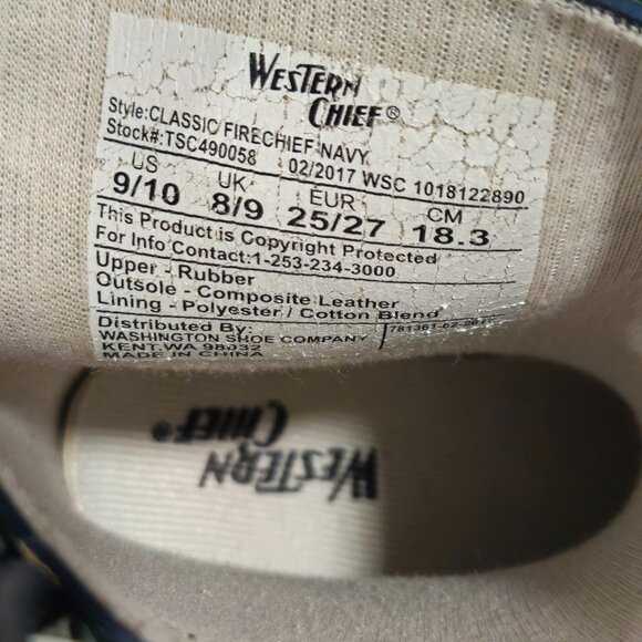 Western Chief Kids Classic Fire Chief Rain Boots 9/10 Navy Green - Picture 6 of 8